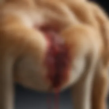 Close-up of dog's stool with blood present, highlighting a concerning health issue.