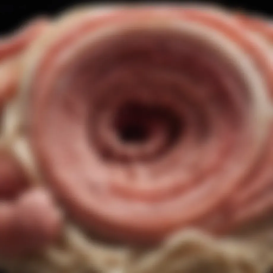 A close-up view of a pet's digestive system illustration, highlighting common issues leading to diarrhea.