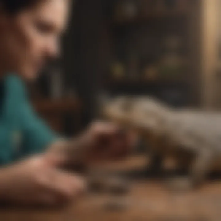 Veterinarian examining a reptile