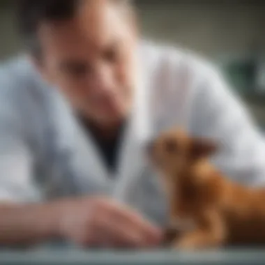 Veterinarian examining a pet for potential bowel obstruction.