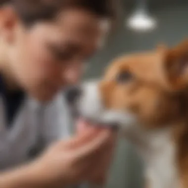 Veterinary Examination for Ear Infections Veterinarian examining a dog's ear