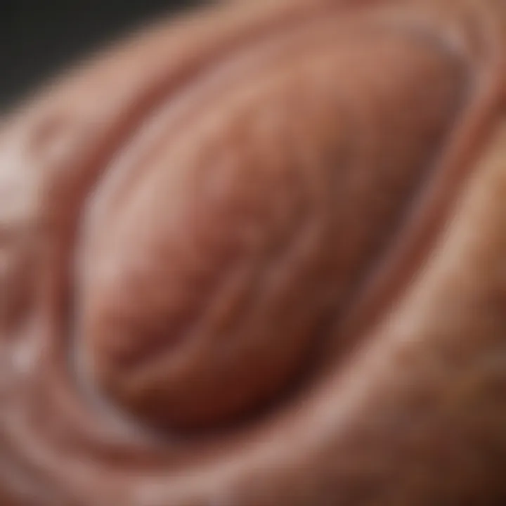 A close-up of a dog's stomach showing signs of discomfort