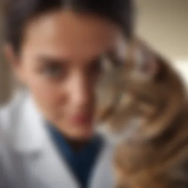 Veterinarian examining a cat for health issues