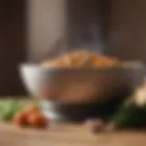 Close-up of a pet's food bowl with fresh ingredients