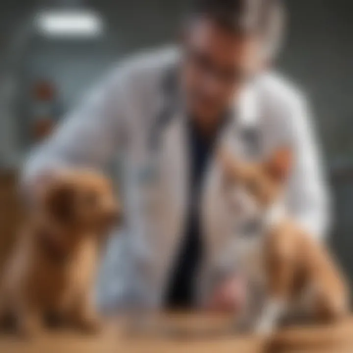 Veterinarian examining a pet with a stethoscope