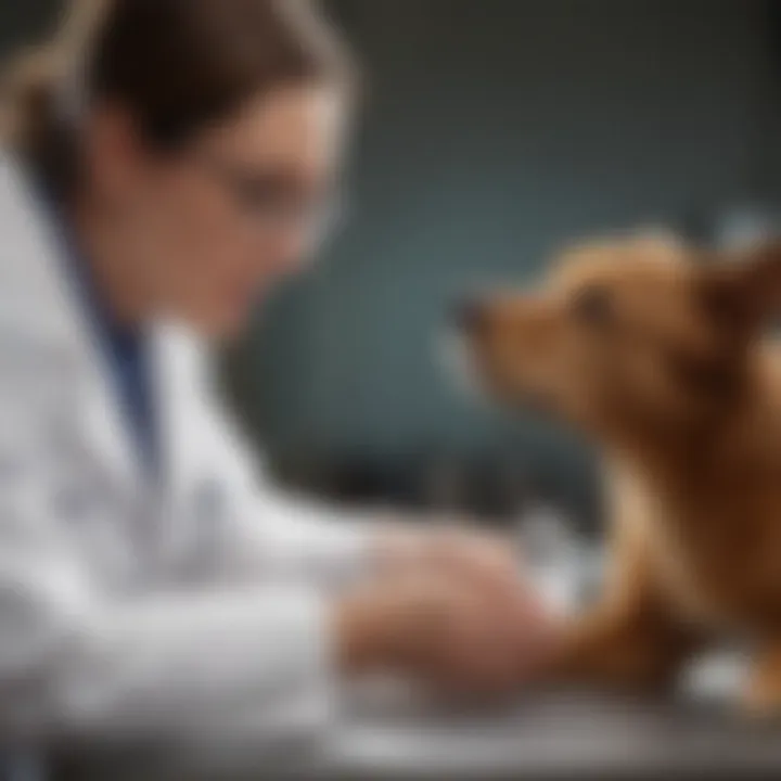 Veterinarian examining a dog with gastrointestinal issues