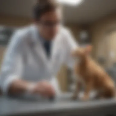 A veterinarian examining a pet to diagnose diarrhea