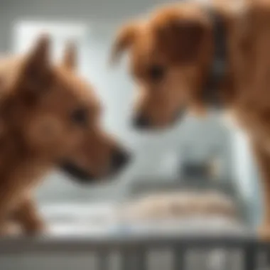 Veterinarian examining a dog for health issues