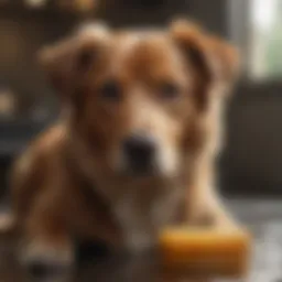Close-up of a dog with a concerned expression