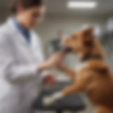 A veterinarian examining a dog's stool sample