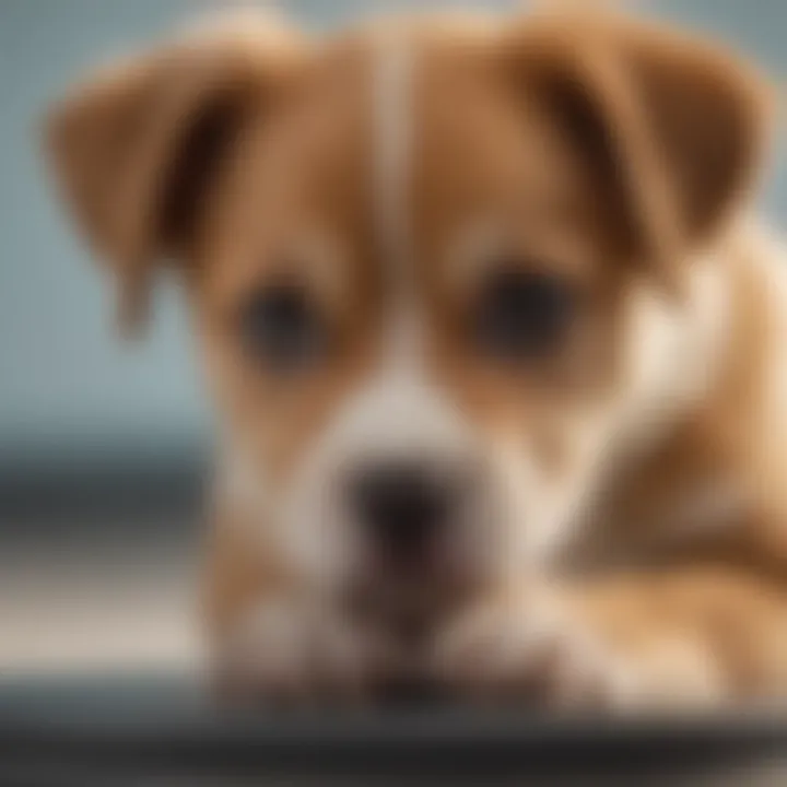 Veterinarian examining a puppy for digestive issues