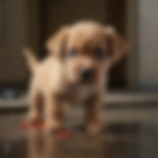 Puppy showing signs of distress with bloody diarrhea
