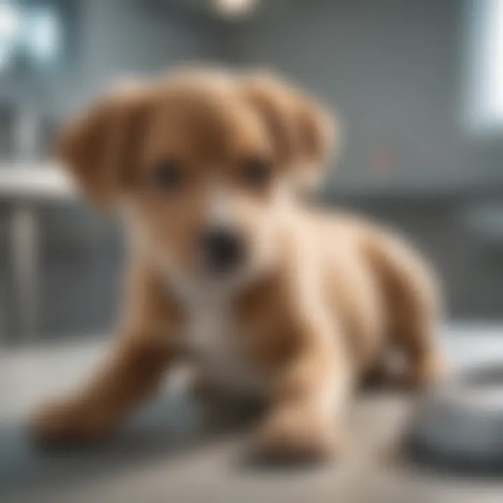 Puppy receiving treatment in a veterinary clinic