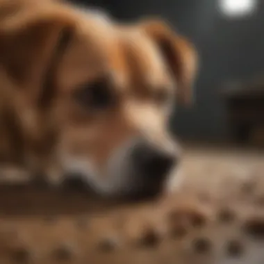 Close-up of a dog showing discomfort while attempting to poop