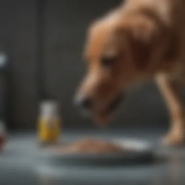 A veterinarian examining a dog with digestive issues