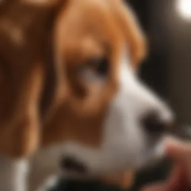 Veterinarian Examining Beagle Ear Veterinarian examining a Beagle's ear with proper techniques