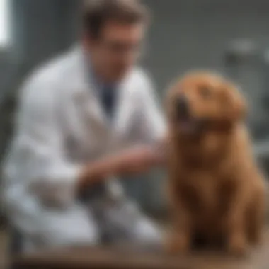 A veterinarian examining a dog for health assessment.