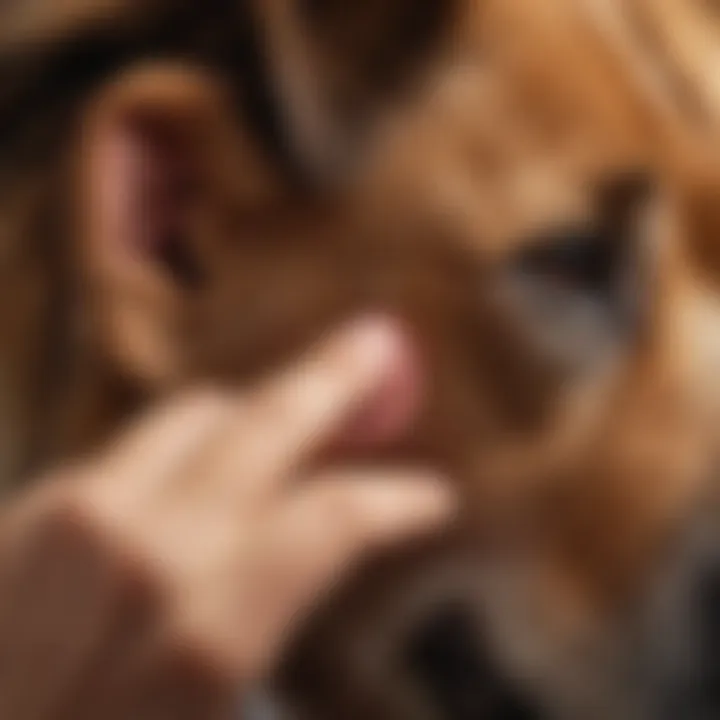 A veterinarian examining a dog's ear for signs of infection