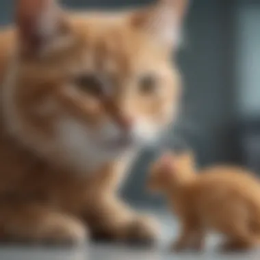 Veterinarian examining a cat