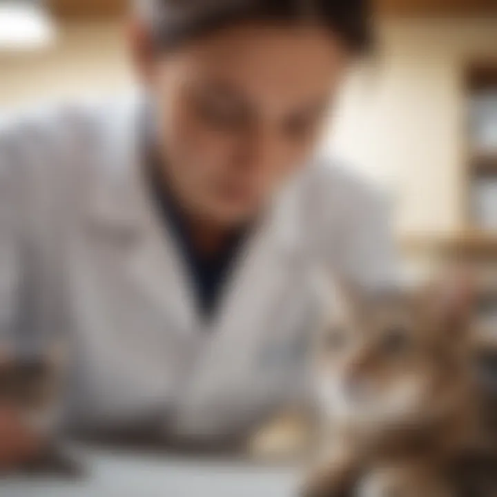 A veterinarian examining a cat for urinary problems.