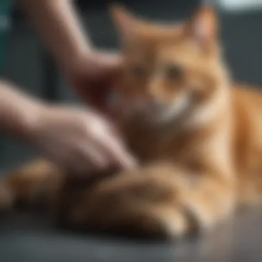 Veterinarian examining a cat's leg for potential injuries