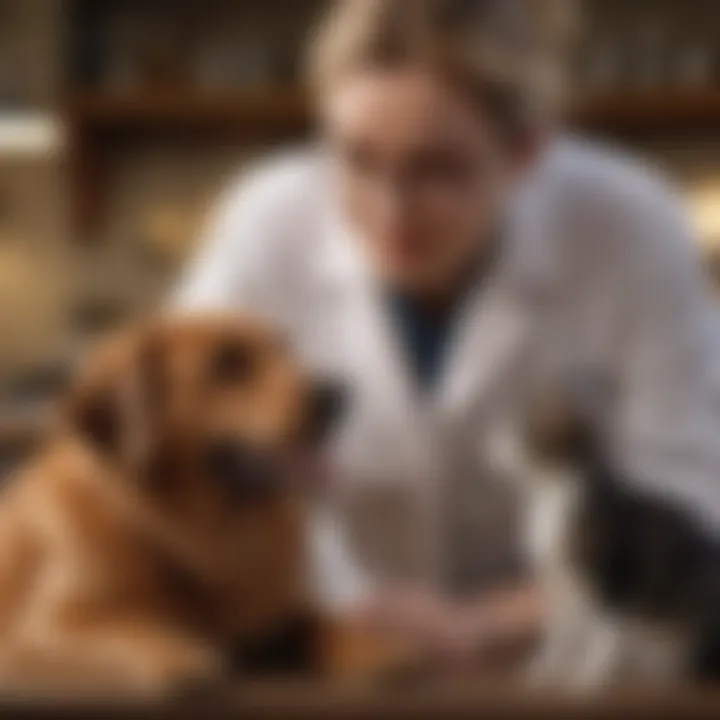 A pet owner discussing health options with a veterinarian