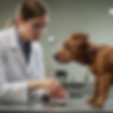 Veterinarian examining a dog with gastrointestinal symptoms