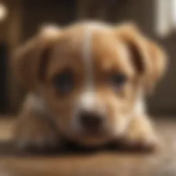 A playful puppy looking concerned with a distressed expression.