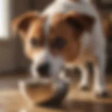 A dog drinking water from a bowl, emphasizing the importance of hydration