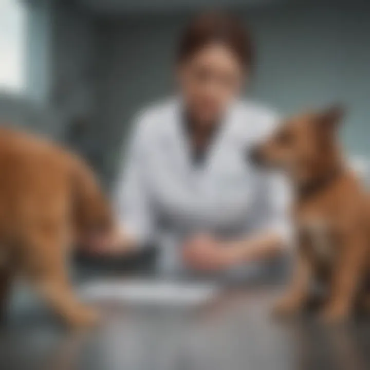 A veterinarian examining a dog, highlighting the importance of professional help.