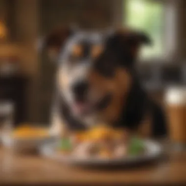 A healthy dog enjoying a meal