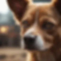 Dog with a concerned expression looking at its owner