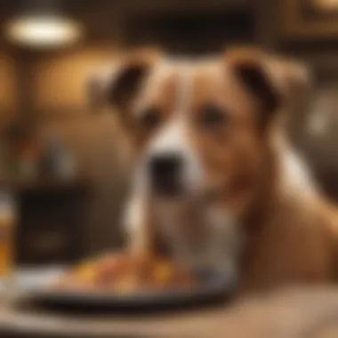 Healthy dog enjoying a meal