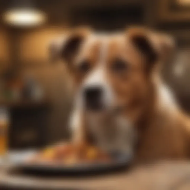 Healthy dog enjoying a meal