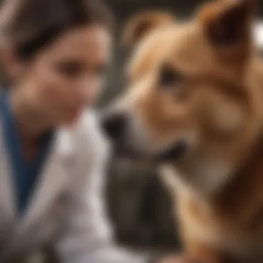 A veterinarian examining a dog to assess health conditions.