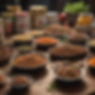 A selection of dog food options on a table