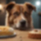 A dog with a worried expression, indicating digestive discomfort