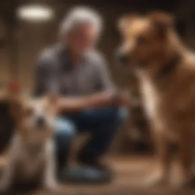 A dog owner observing their pet for symptoms