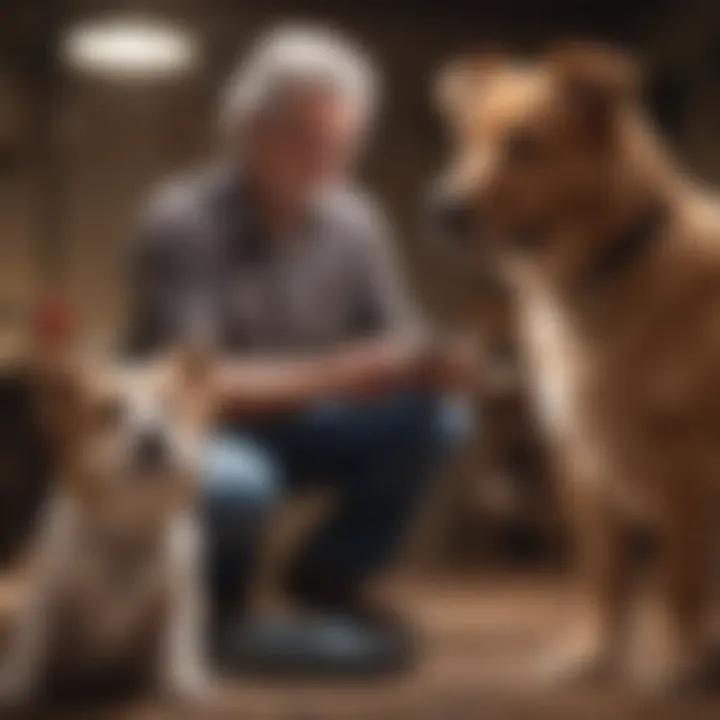 A dog owner observing their pet for symptoms