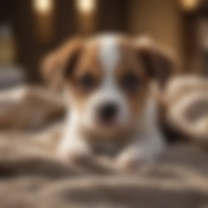 Natural remedies displayed alongside a puppy cuddled up on a blanket