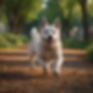 A dog playing happily in a park