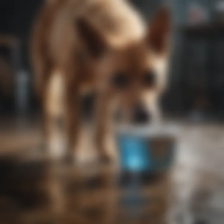 A dog drinking water to stay hydrated