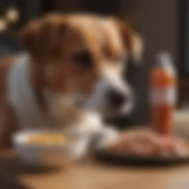 A dog enjoying a healthy meal while recovering