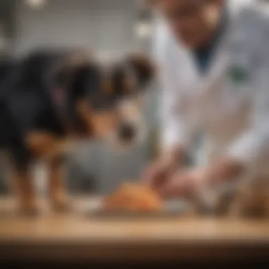 Veterinarian consulting with a pet owner about dog health