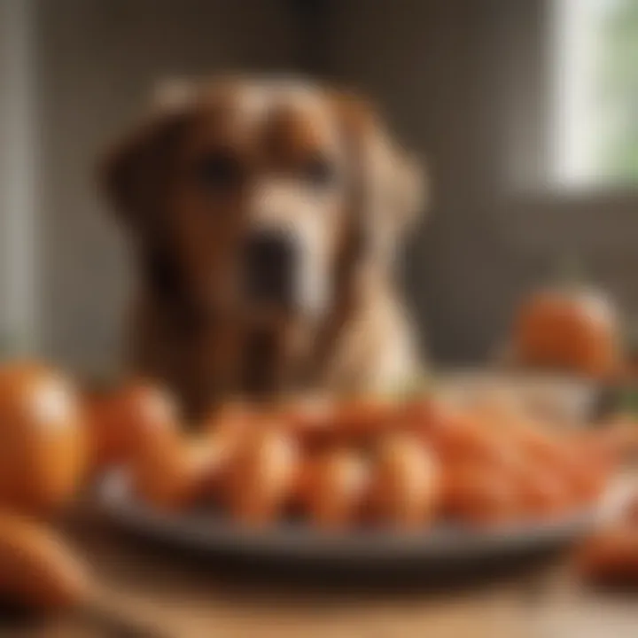 Fresh carrots and pumpkin as dog food additions