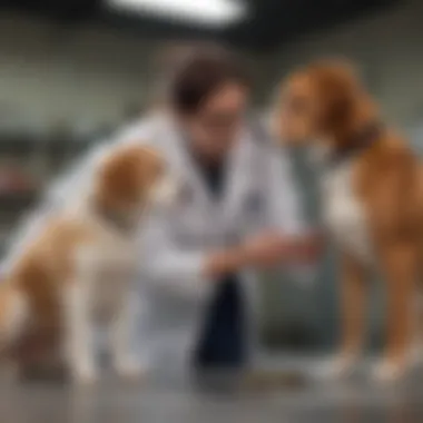 A veterinarian examining a dog, illustrating when to seek professional help