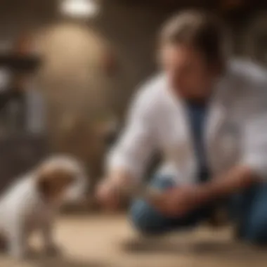 Veterinarian discussing health concerns with a puppy owner