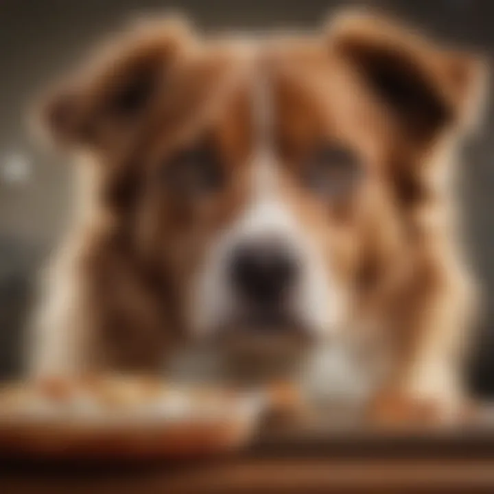 A close-up of a dog with a concerned expression, indicating the need for veterinary consultation