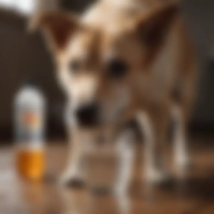 A dog drinking water to stay hydrated during diarrhea