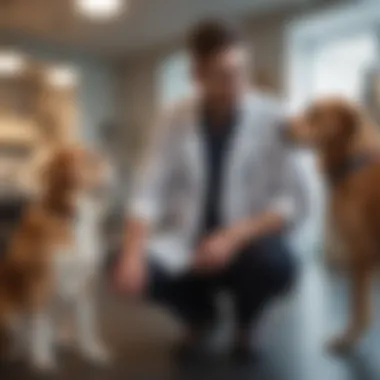 A veterinarian consulting with a dog owner about their pet's health